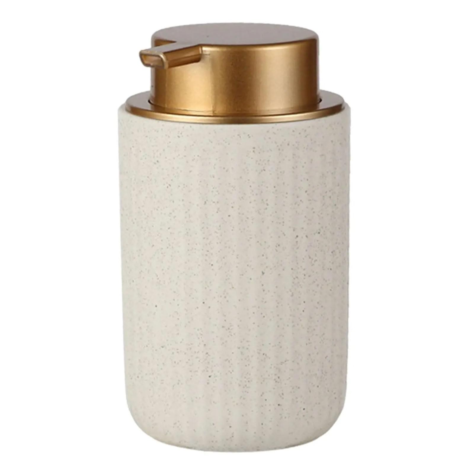 13.5oz Ceramic Soap Dispenser Elegant Countertop for Kitchen Sink, Home Bathroom, Washroom, Hotel(Beige A)