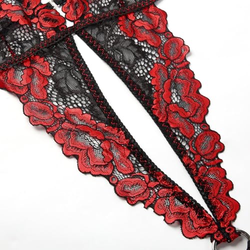Image of Donnalla Women's Deep V Lace Teddy One Piece Lingerie Cutout Strappy Lingerie