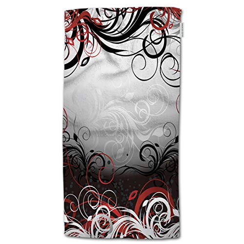 HGOD DESIGNS Red Black Mystic Hand Towels,Magical Inspired Floral Swirls Leaves 100% Cotton Soft Bath Hand Towels for Bathroom Kitchen Hotel Spa Hand Towels 15"X30"