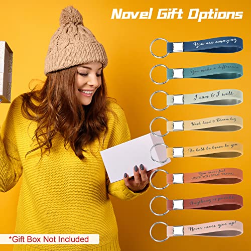 Image of Fumete 24 Pcs Inspirational Keychain Gift Employee Appreciation Gift for Women Motivational Key Rings Thank You Keychain(Bright Color)