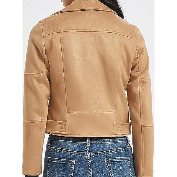 Adhdyuud Vrouwen Faux Lederen Jas Motorfiets Rits Turndown Kraag Zachte Overjas Zwarte Punk Korte Jassen