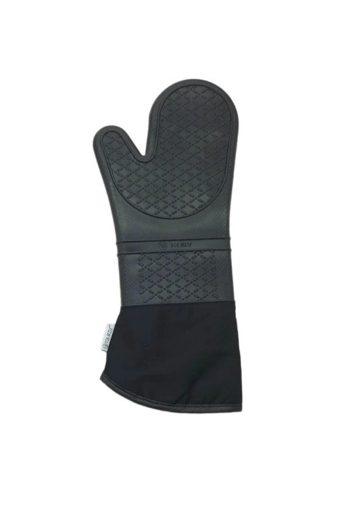 Gri Silikon Yanmaz Yapışmaz Isı Yalıtımlı Mutfak Fırın Eldiveni, Döküm Tencere Sahan Tutacağı, 35 Cm