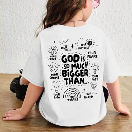 Image of Sulayesh Girls Cute Christian Shirts Jesus God Faith Bible Verse Tshirt for Kids Religious Inspirational Graphic Tees Tops