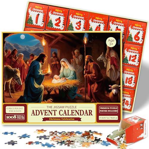 Adventskalender Krippe 13 Adventskalender 2025 Krippe Jigsaw Puzzle - 1008 Teile Puzzle 24 Tage...