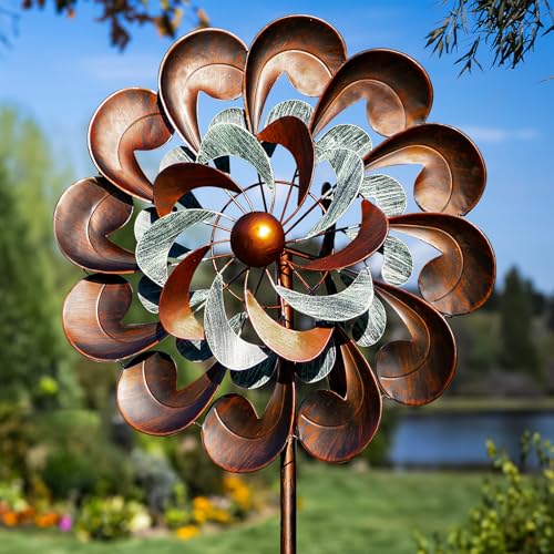 Image of Wind Spinners for Yard and Garden Large, 84 Inch Wind Spinners Outdoor Metal, Wind Sculptures & Spinners Birthday Gifts for Family or Friends(Classical Flower)