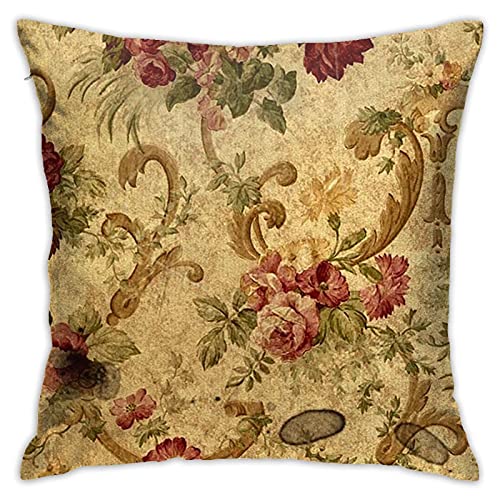 Nebra Vintage Floral Elegant Victorian Rustic Grunge Throw Pillow Covers Cozy Square Throw Pillowcases Home Decorative for Bed Couch Sofa Living Room Cushion Cover 18inchX18inch, One Size