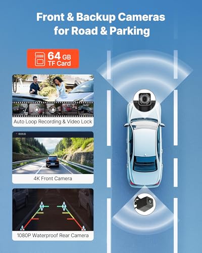 Image of VEVOR Wireless Car Stereo, 10-Inch HD Portable Radio Touch Screen with Apple CarPlay and Android Auto, CarPlay Screen with Front & Backup Cameras, Voice Control, Mirror Link, Bluetooth, GPS Navigation