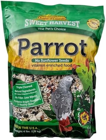 Sweet Harvest Parrot Bird Food (No Sunflower Seeds), 4 lbs Bag - Seed Mix for a Variety of Parrots