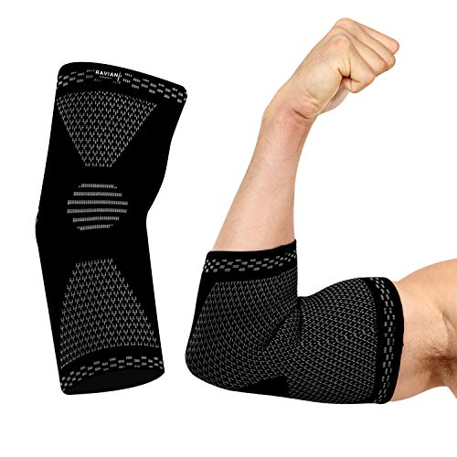 Soporte de codo RAVIAN para codo de tenista, epicondilitis de coderas, epicondilitis de coderas, levantamiento de pesas, artritis, entrenamiento - Soporte de codo para hombres y mujeres