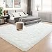 Tepook Super Soft Fluffy Rug for Bedroom, Modern Shaggy Fuzzy Kids Rugs for Living Room, Plush Indoor Nursery Home Decor Dorm Carpet with Non-Slip Bottom, Cream White, 2 X 3 Feet