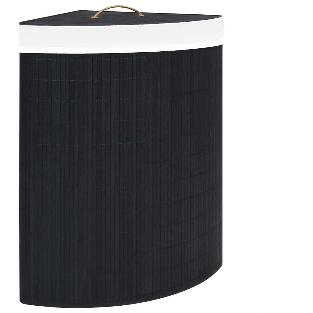 Generico Cesto Portabiancheria Angolare in bambù Nero 60 L,Nero,1.6kg,320762