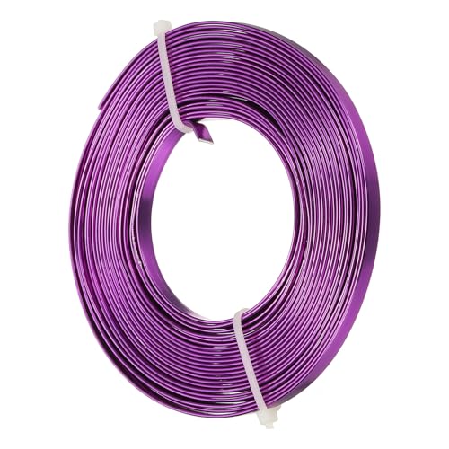 Image of uxcell 18 Gauge Flat Aluminum Wire, 16.40 ft 5mm Wide Aluminum Crafts Wire for Flower Bonsai Crafts Carving DIY Bezel Sculpting Gem Metal Wrap, Dark Purple