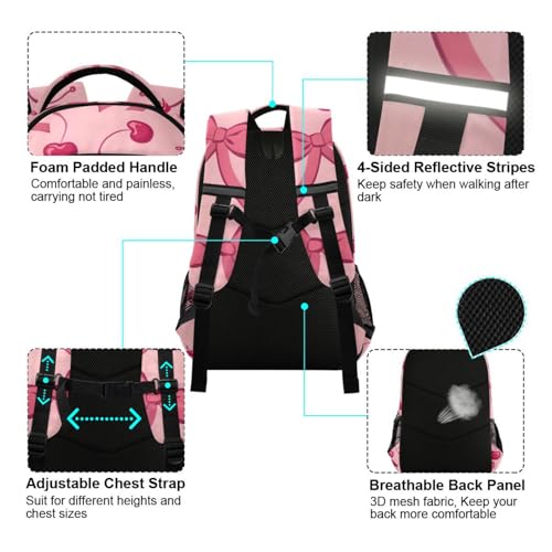 ALAZA Pink Bow Cherry Backpacks for Girls Boys Elementary School Bag Kids Bookbag Personalized Laptop Travel Daypack Students Rucksack4