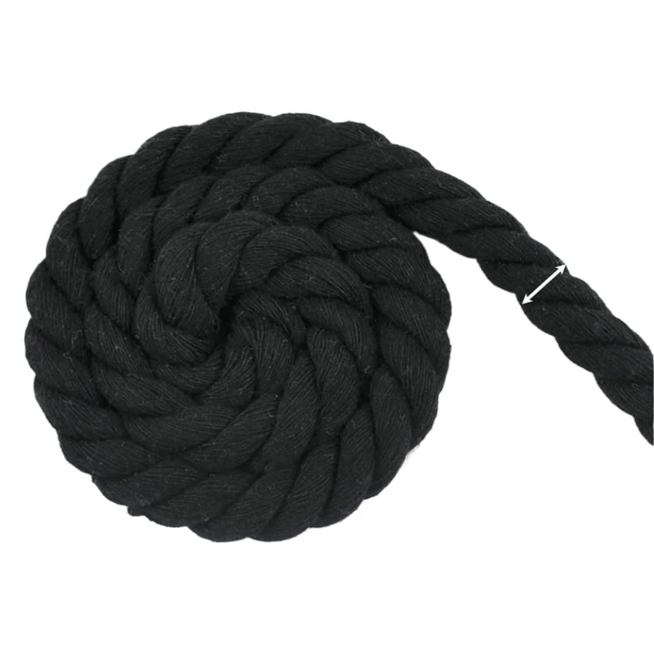 Twisted Soft Cotton Cord 1-5M 5-20mm Black 3 Shares Twisted Cotton Cord Bag Braid Thread Ropes Shoes Knapsack Decor