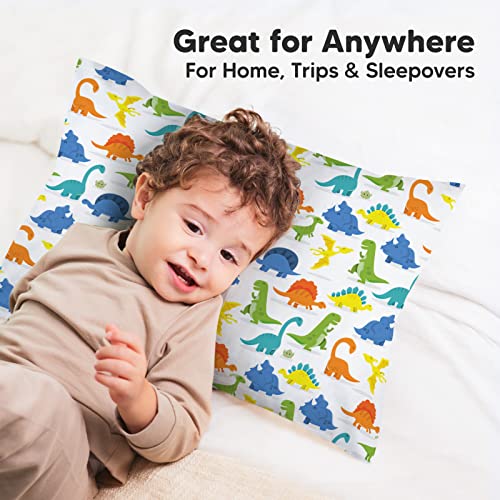 Image of KeaBabies Toddler Pillowcase 13x18 Organic Cotton Cover (Happy Dino) | Standard Toddler Pillowcase for Kids, Boys Girls, Soft, Durable Cotton Cover for Miniature Sleepy Pillow Cute Color No Pillow