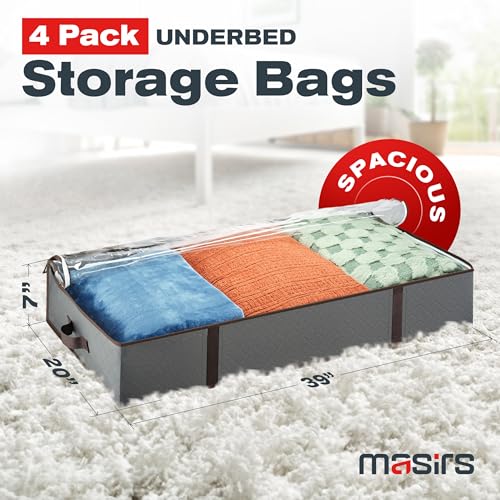 Underbed-Storage-Bags-4-Pack-Foldable-Under-Bed-Storage-Organizer-for-Clothes-Bedroom-Blankets-Comforter-Pillows-Linen-Sheets-Towels-Sweaters-Shoe-Drawers-Ideal-for-College-Dorms-Grey