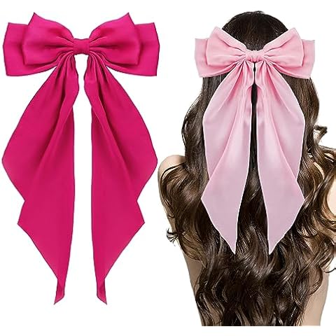Ambesi Long Tail Satin Bow Hair Clips Cover