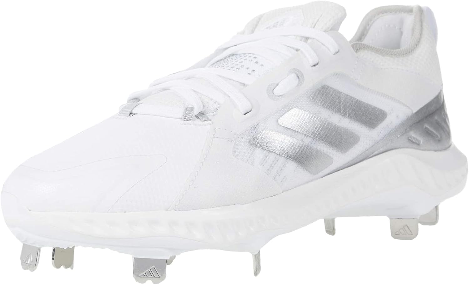 adidas Women's FV9038 Baseball Shoe, Footwear White/Silver Metallic/Grey One, 11