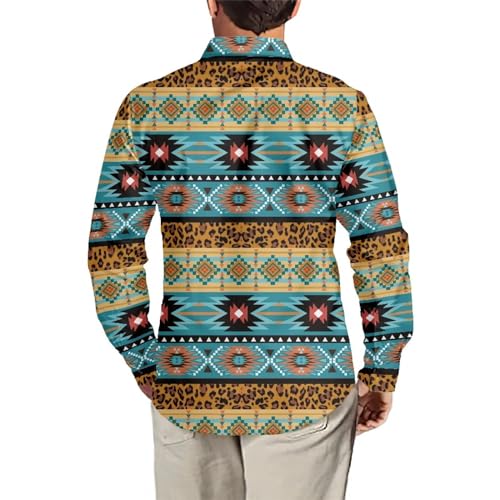 Men's Hawaiian Dress Shirt Casual Long Sleeve Button Down Shirt Tropical Beach Tops for Wedding, Party, Work3