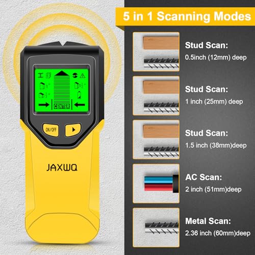 Stud Finder Wall Scanner - 5 in 1 Stud Finder Tool w/Microprocessor Chip and HD LCD Display, Stud Detector Beam Finders for the Center and Edge of Wood AC Wire Metal Studs Joist Pipe (Pollen)