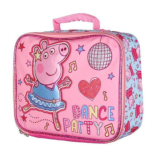 AI ACCESSORY INNOVATIONS Peppa Pig Lunch Box Glitter Dance Party Insulated Lunch Bag Lunch Tote For Kids