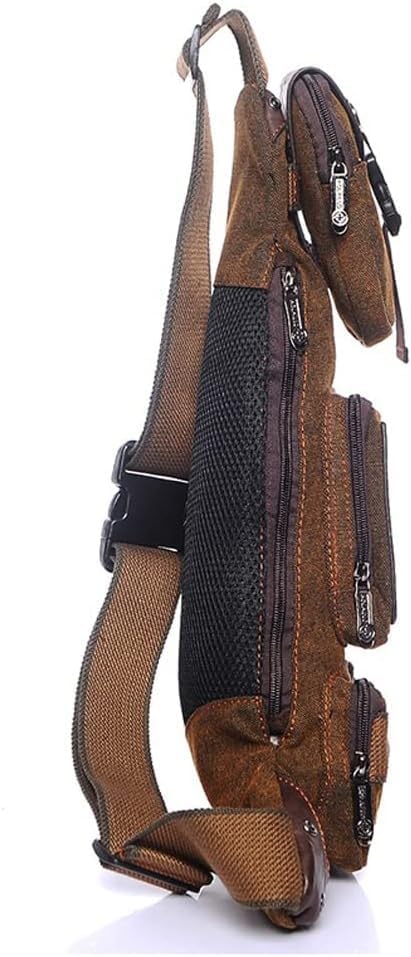 Miniatura 6 de Leathario Bolso bandolera de cuero para hombre, bolso de pecho de un hombro, bolso cruzado mochila para hombre, Einheitsgröße, Bolsos de hombro
