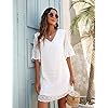 Blooming-Jelly-Womens-White-Dresses-Short-Sleeve-V-Neck-Ruffle-Cute-Sun-Dress-Chiffon-Flowy-Shift-Mini-Dress Blooming Jelly Womens White Dresses Short Sleeve V Neck Ruffle Cute Sun Dress Chiffon Flowy Shift Mini Dress(M,White)