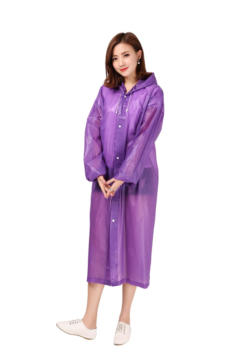 FIRMED STRING RAINCOAT FOR WOMEN-PVC TRANSPARENT WATERPROOF REUSEABLE RAINWEAR WITH FUNCTIONAL POCKETS/ADJUSTABLE HOOD/CARRYING POUCH/-image-46