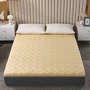 Effen kleur Japanse vloermatras rustieke stijl futon matras opvouwbaar bed oprollen camping matras vloer ligbed banken en banken matras topper Twin size, goud, 100 × 200 cm