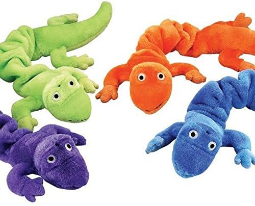 Zanies Gecko Lizard Bungee Dog Toys Durable Plush Stretch Colorful Squeaky Toy for Dogs(Set of All 4 Toys)