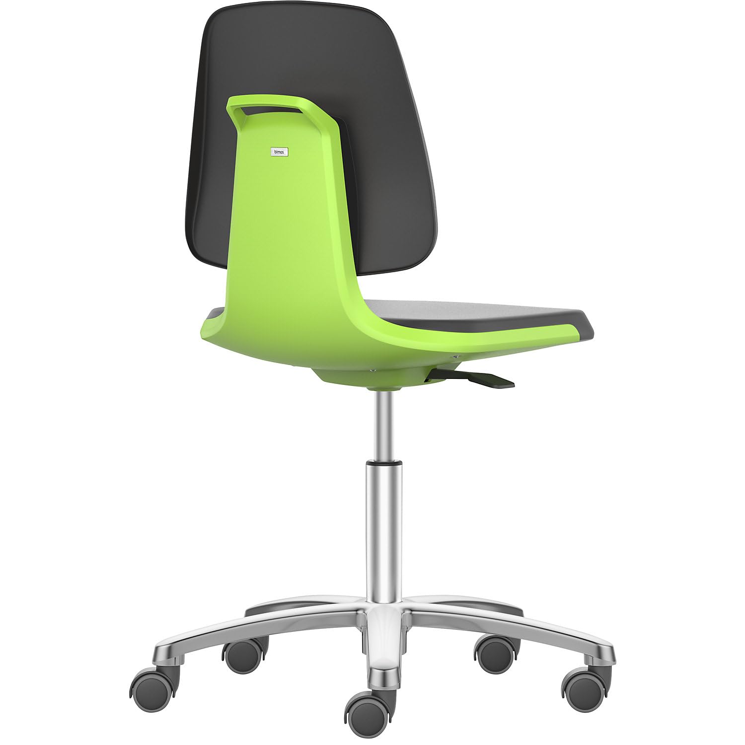 BIMOS | Sedia girevole da lavoro LABSIT | basamento a cinque razze con rotelle | sedile in PU espanso | verde