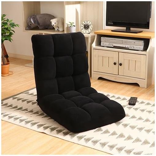 パーソナルチェア 座椅子 幅420mm ブラック 42段ギア リクライニング式 スチール ふわもこ リビング ダイニング top1-