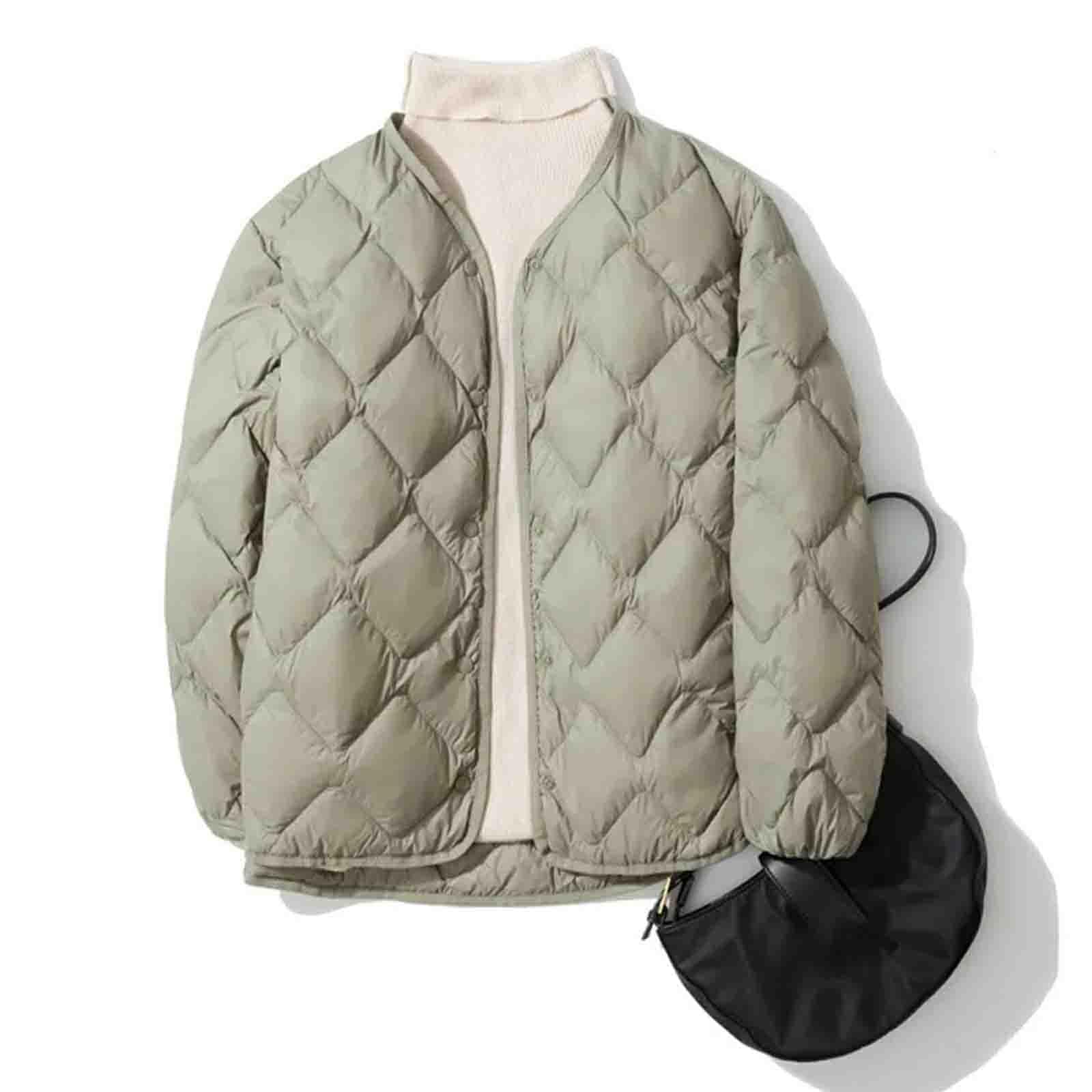 Donne Inverno Anatra Piumini Femminili Ultra Leggero Piumino Piumone Giacche Imbottite Antivento Senza Colletto Capispalla