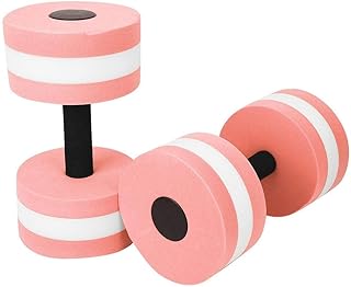 Keenso Eco-Friendly Roundness Foam Water Workout Dumbbells Water Weights Barbell Floating Dumbbell Fitness Equipment(Pink White) Swimming Supplies