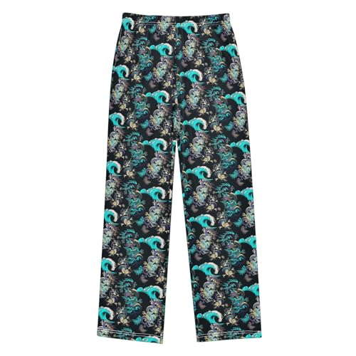 Dragon Wave Boys Long Pants Soft Trousers Elastic Waist Kids Lounge Bottoms with Pockets S-XL