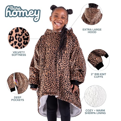 Image of Bare Home Wearable Blanket Hoodie - Soft Plush Sherpa - Warm and Cozy - Oversized Wearable Blanket