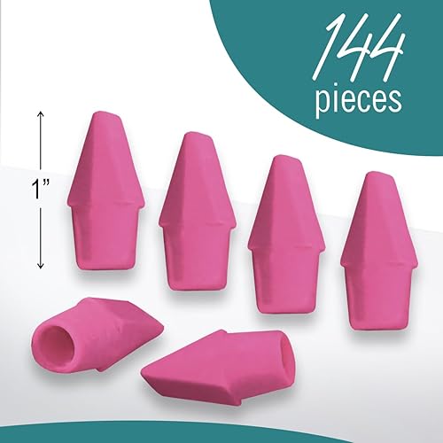 Miniatura 4 de Borradores con tapa de lápiz, 144 borradores de tapa rosa, tapas de borrador rosa, tapas de lápices, borrador de tapa de lápices