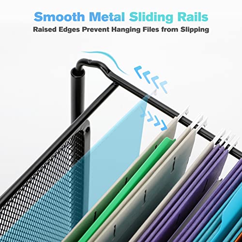 Maxgear Hanging File Organizer, Letter Size File Holder Filing Box, Metal Mesh Desk File Folder Storage For Office & Home, School, Black #TOP1