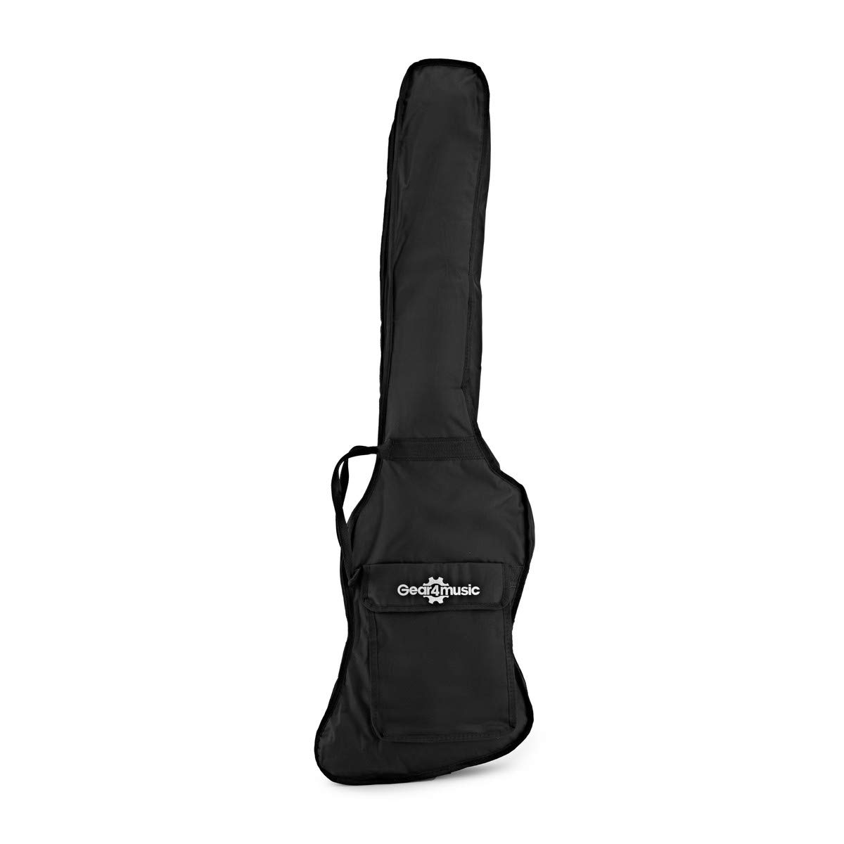 Basso Harlem Z di Gear4music, Trans Black | Corpo Leggero in Paulonia dal Suono Ricco, Forma Z Sorprendente in Finitura Nera, Due Pickup Humbucker, Custodia Inclusa