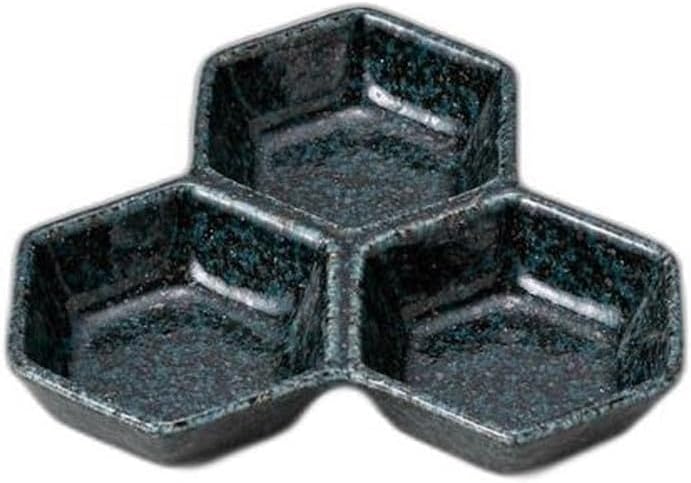 Blue Karatsu 3 Pieces [5.4 x 4.6 x 1.0 inches (13.8 x 11.7 x 2.5 cm) | Divider Plate, Set of 3 (Setomonohonpo)