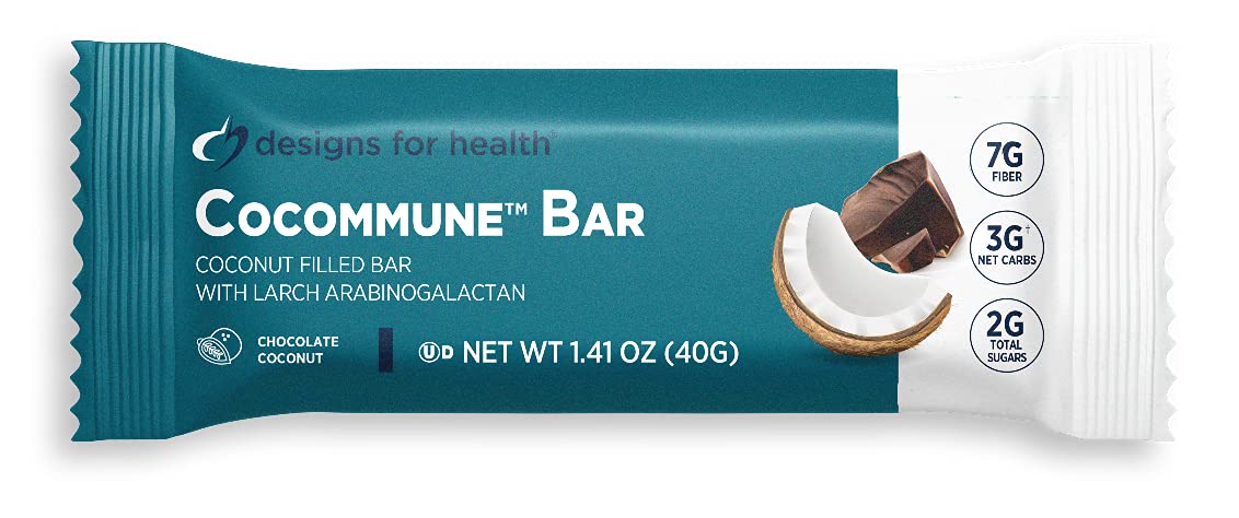 Designs for Health Cocommune Fiber Bars - Delicious Vegan Chocolate-Coconut Bar with 7g Fiber + Just