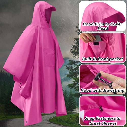 Poncho de pluie imperméable léger coupe-vent avec capuche séchage rapide - 4