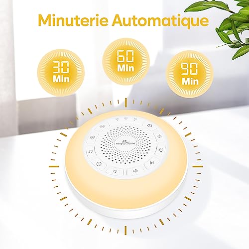 Machine à bruit blanc portable bébé avec veilleuse et 26 sons