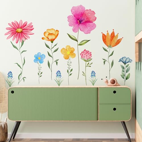 Vinilo Decorativo Flores Acuarela Grandes 30x90 cm miniatura 5