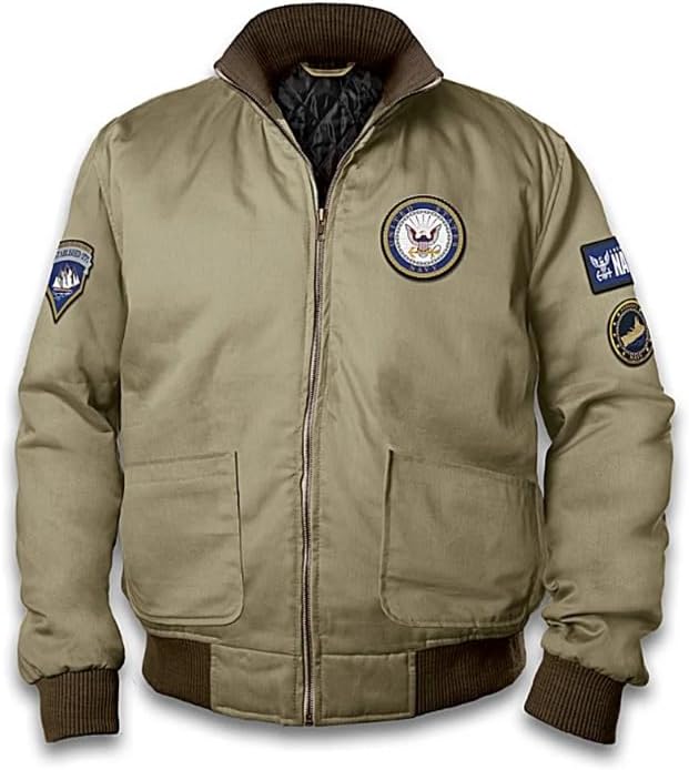 The Bradford Exchange U.S. Navy Men's Twill Bomber Jacket With 4 Patches