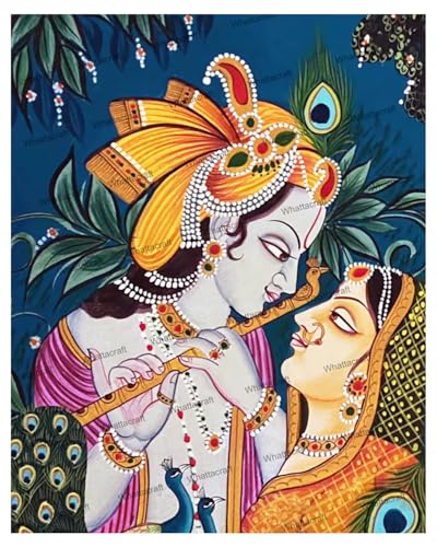Image of Whattacraft! DIY Acrylic Paint by Number Kit for Adults Kids Beginner Number Painting Kit DIY Canvas Painting by Number Wall Decoration DIY Painting Kit for Adults | Krishna Color By Numbers (WAC-39)