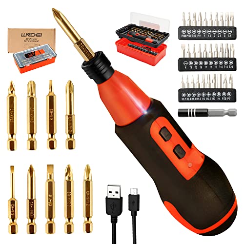 Llndei Electric Screwdriver Cordless 4V Electric Manual 2-In-1 Screwdriver Set, Includes Titanium-Plated Bits&Precision Screwdriver Bits&Bit Holder And Storage Box For Household&Diy&Gift For Men Women #TOP14