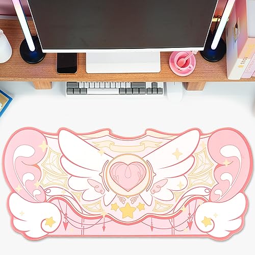 Image of GeekShare Large Gaming Mouse Pad Kawaii Pink Non-Slip Rubber Back Mouse Pad Big Waterproof Desk Mat for Keyboard and Mouse Perfect for Gaming,or Home Office Work - Star Wings(Super Dense Cloth)