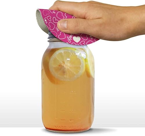 Miniatura 3 de Bonito diseño de corazones en rosa redondo de goma antideslizante para frascos, abridor de tapa