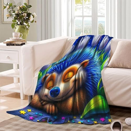 Couverture hérisson 3D 200x230cm en microfibre moelleuse pour grand lit